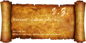 Verner Zakariás névjegykártya